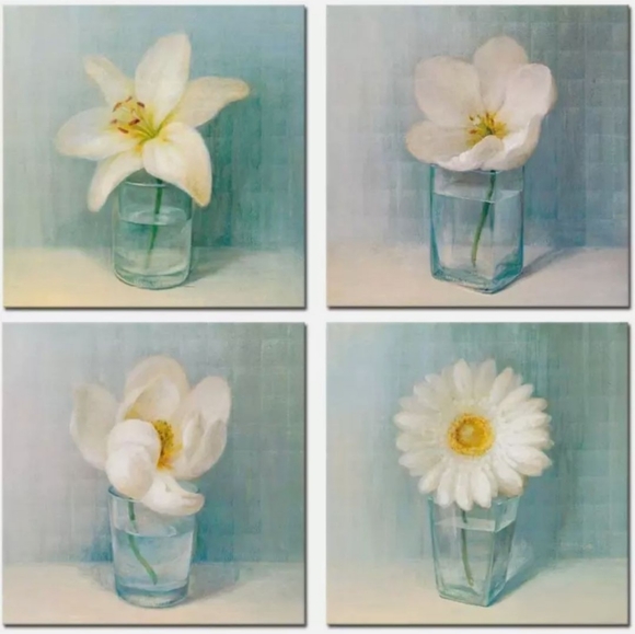 Sea Charm Other - Sea Charm 4 Panel Flower Canvas for Home Office